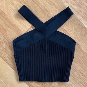 Babaton Black Cross-Strap Crop Top